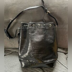 Luigi Black Leather Bucket Bag